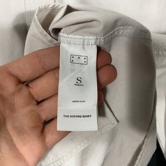 Asket 100% Cotton Light Gray Long Sleeve The Oxford Shirt men's size Small - Picture 5 of 9